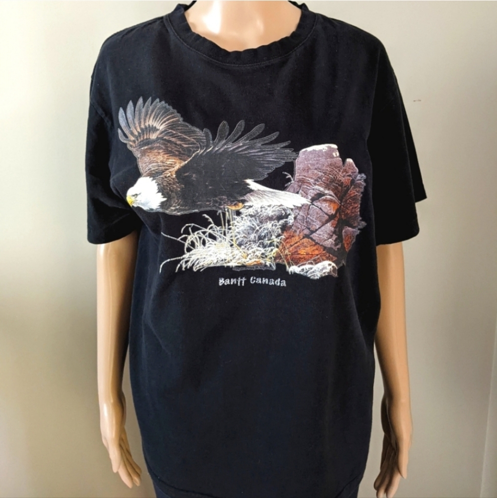 Vintage Banff National Park eagle black tshirt, men's XL
